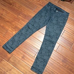 Rock & Republic Floral Lace Printed Skinny Stretch Denim Blue Jeans Size 10